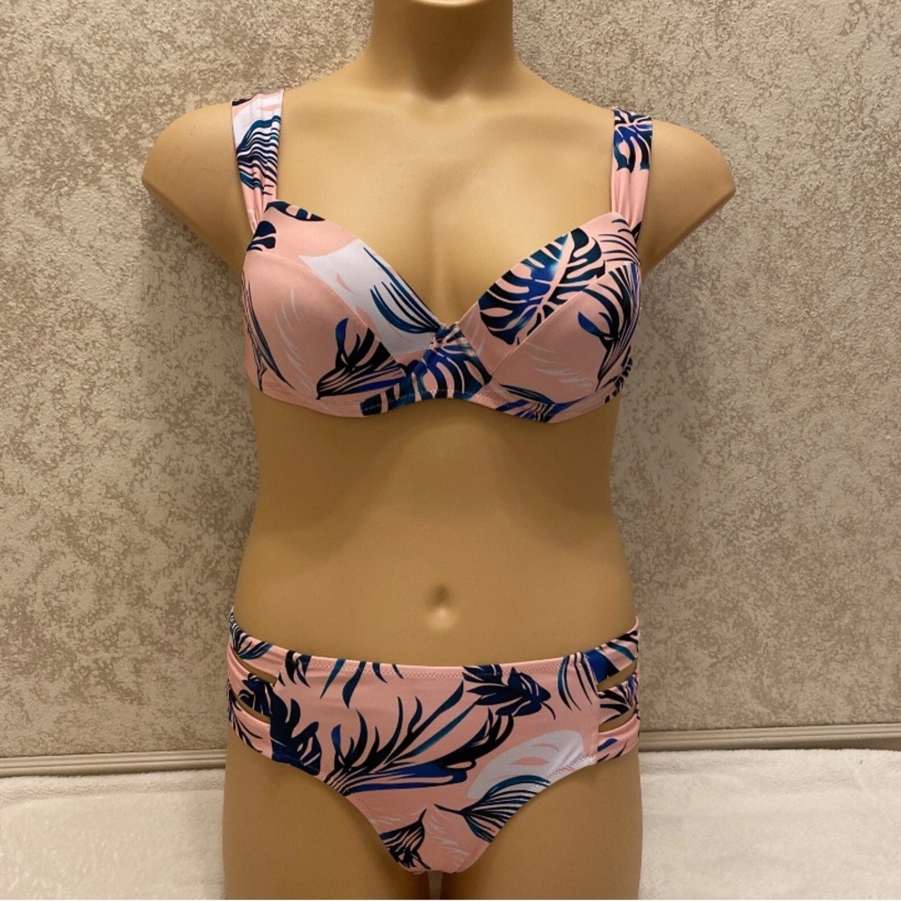 Fashion Nova Pink and Blue Tropical Bikini